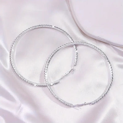 Women's Rhinestone Hoop Earrings – Large Stainless Steel Bling Hoops DailySale