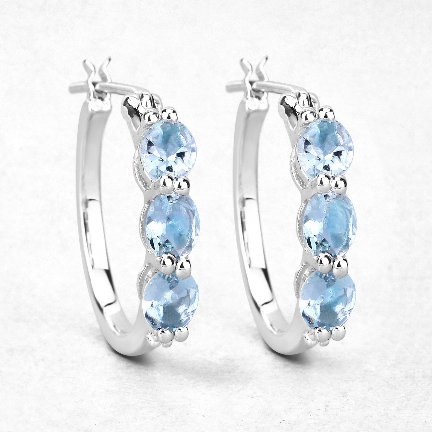 1.75 Carat Genuine Aquamarine and White Diamond .925 Sterling Silver Earrings Bids.com