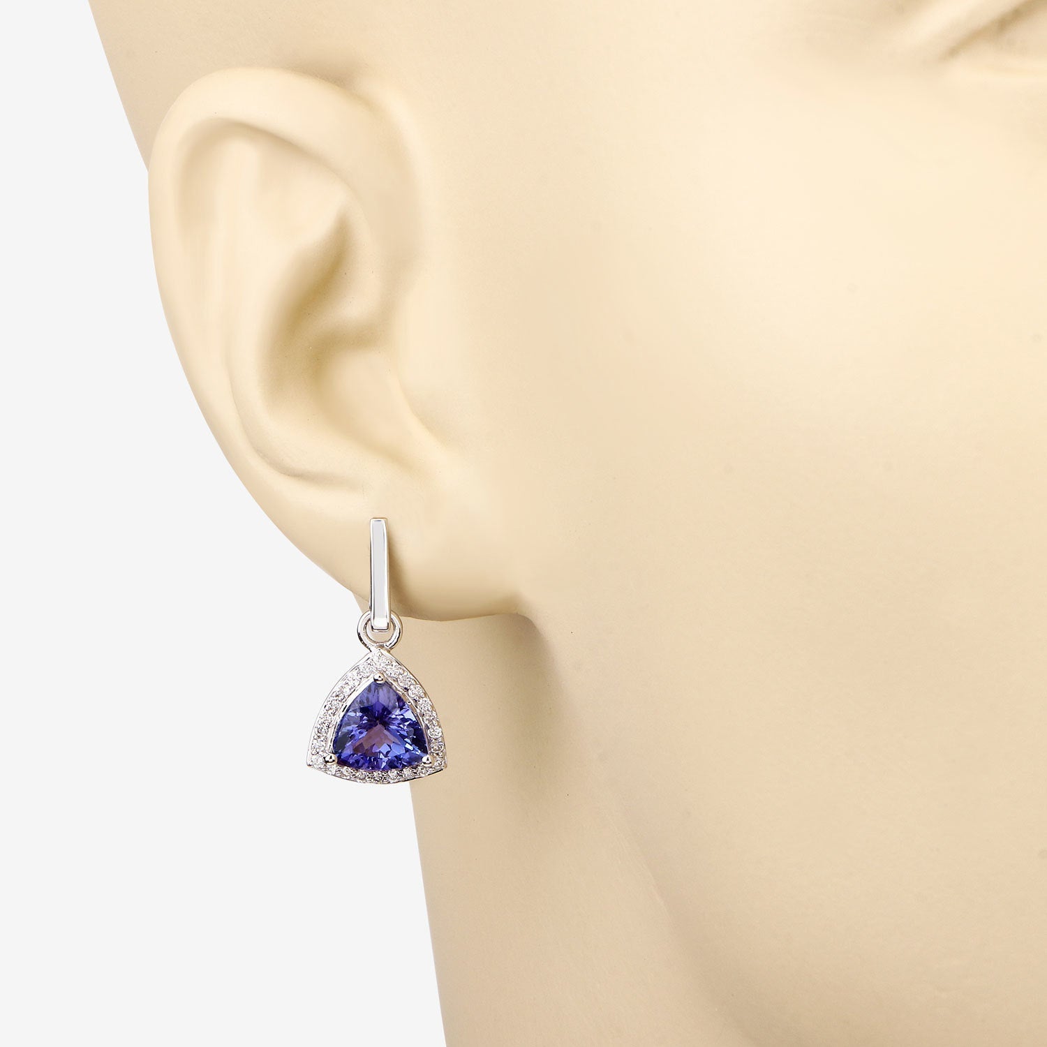 3.86 Carat Genuine Tanzanite and White Diamond 14K White Gold Earrings Bids.com