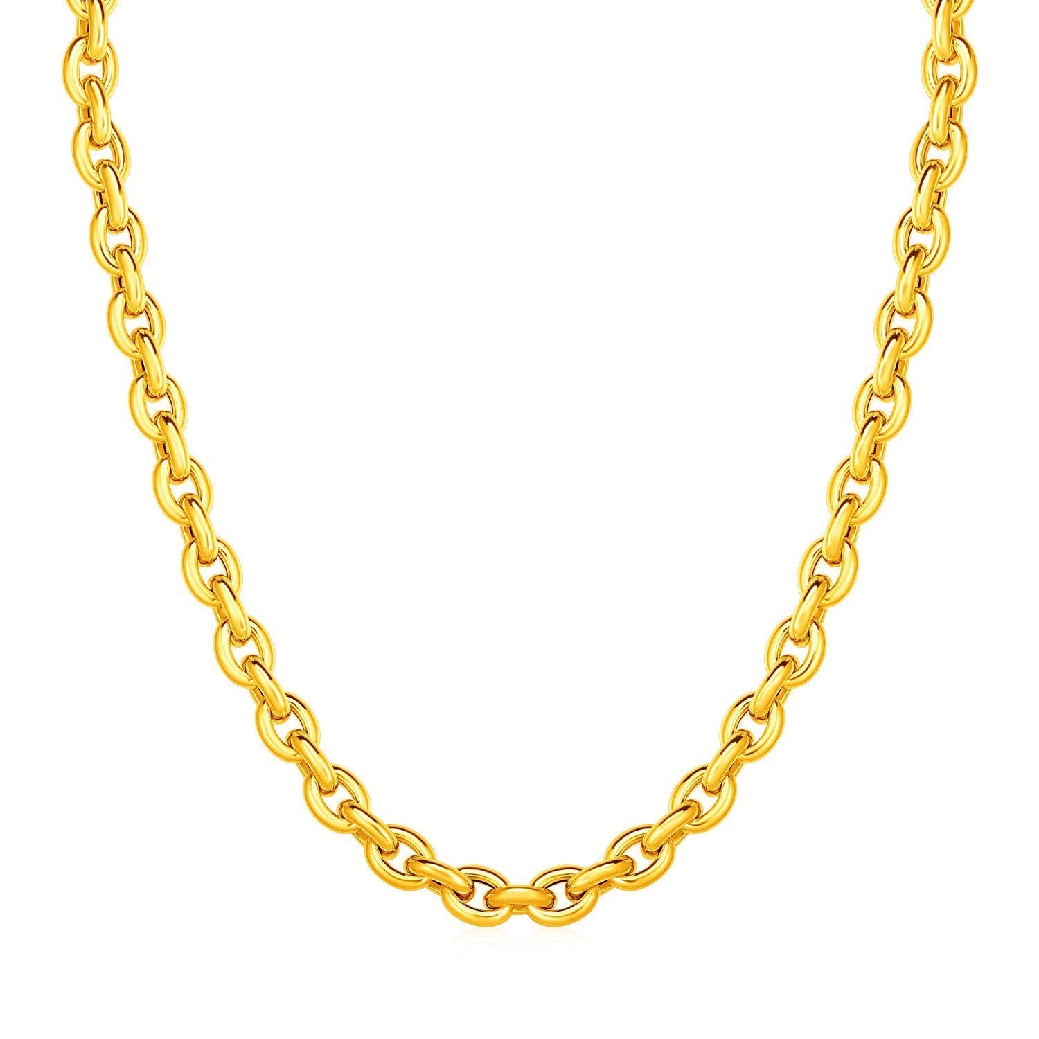 14k Yellow Gold Polished Oval Link Necklace Bids.com