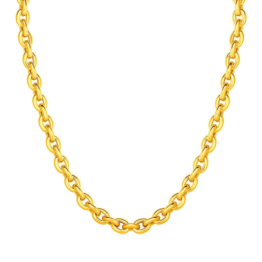 14k Yellow Gold Polished Oval Link Necklace Bids.com