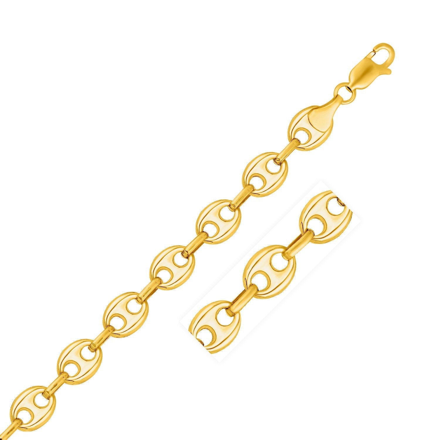 11.0mm 14k Yellow Gold Puffed Mariner Link Chain Bids.com