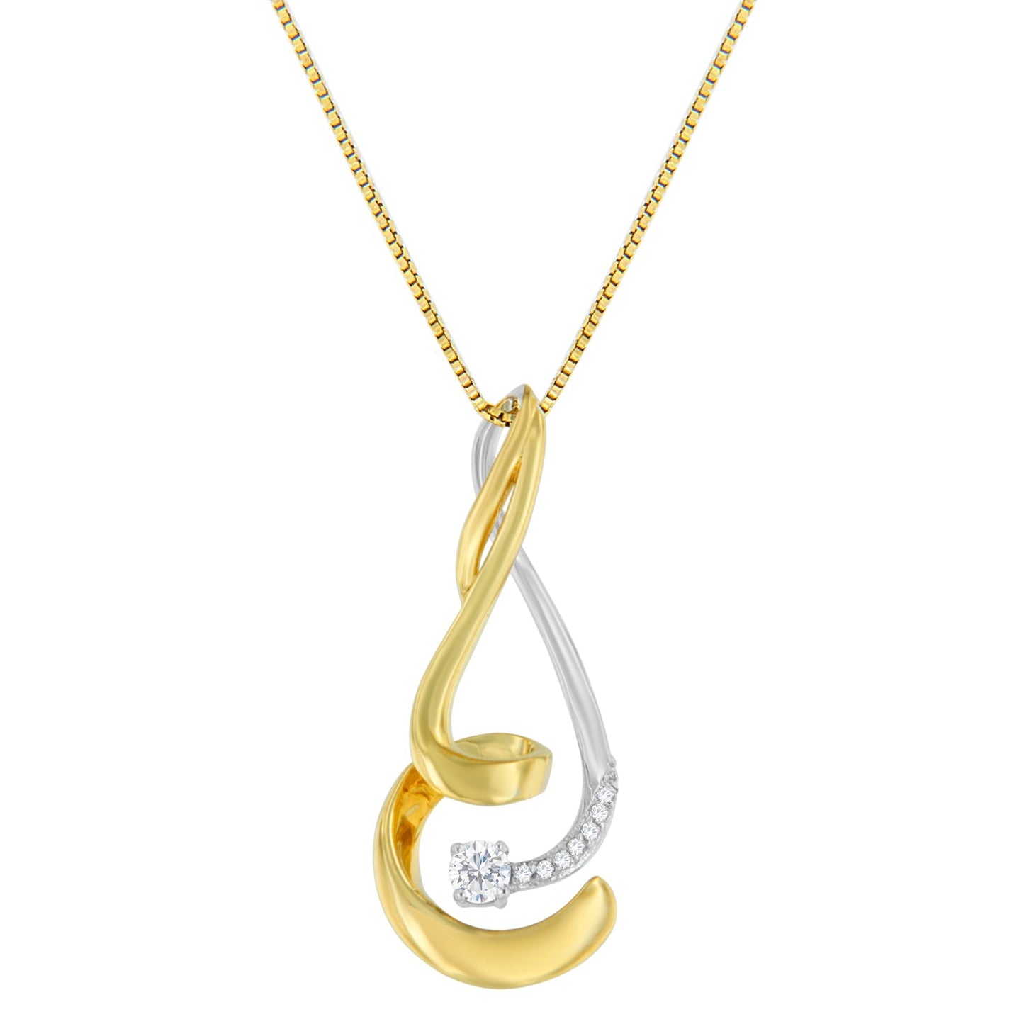 Espira 10K Two-Tone Gold 1/10 cttw Round Cut Diamond Swirl Pendant Necklace (I-J, I2-I3) Bids.com