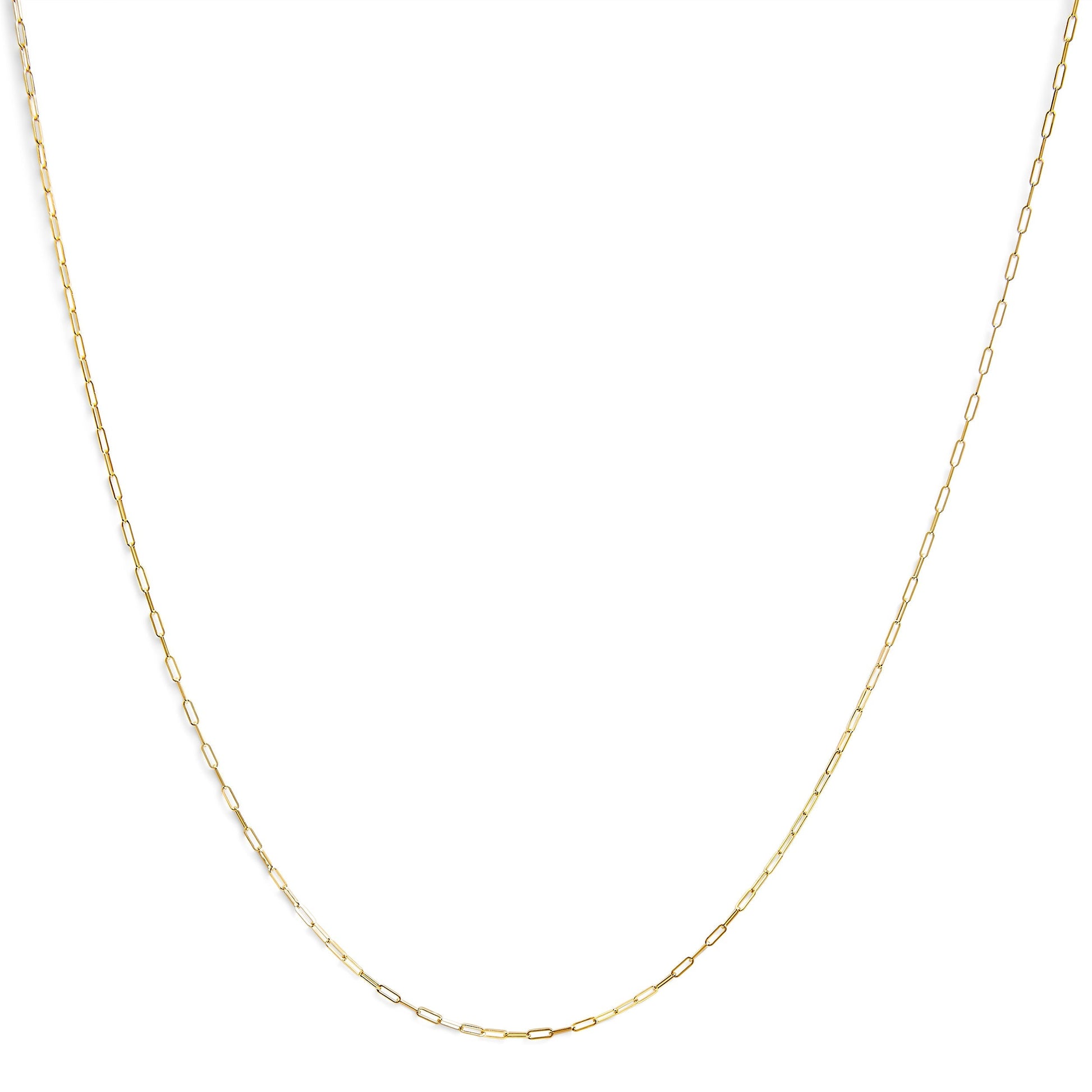 Unisex Solid 14K Yellow Gold 1.5mm Paperclip Chain Necklace - 18 Inches Bids.com