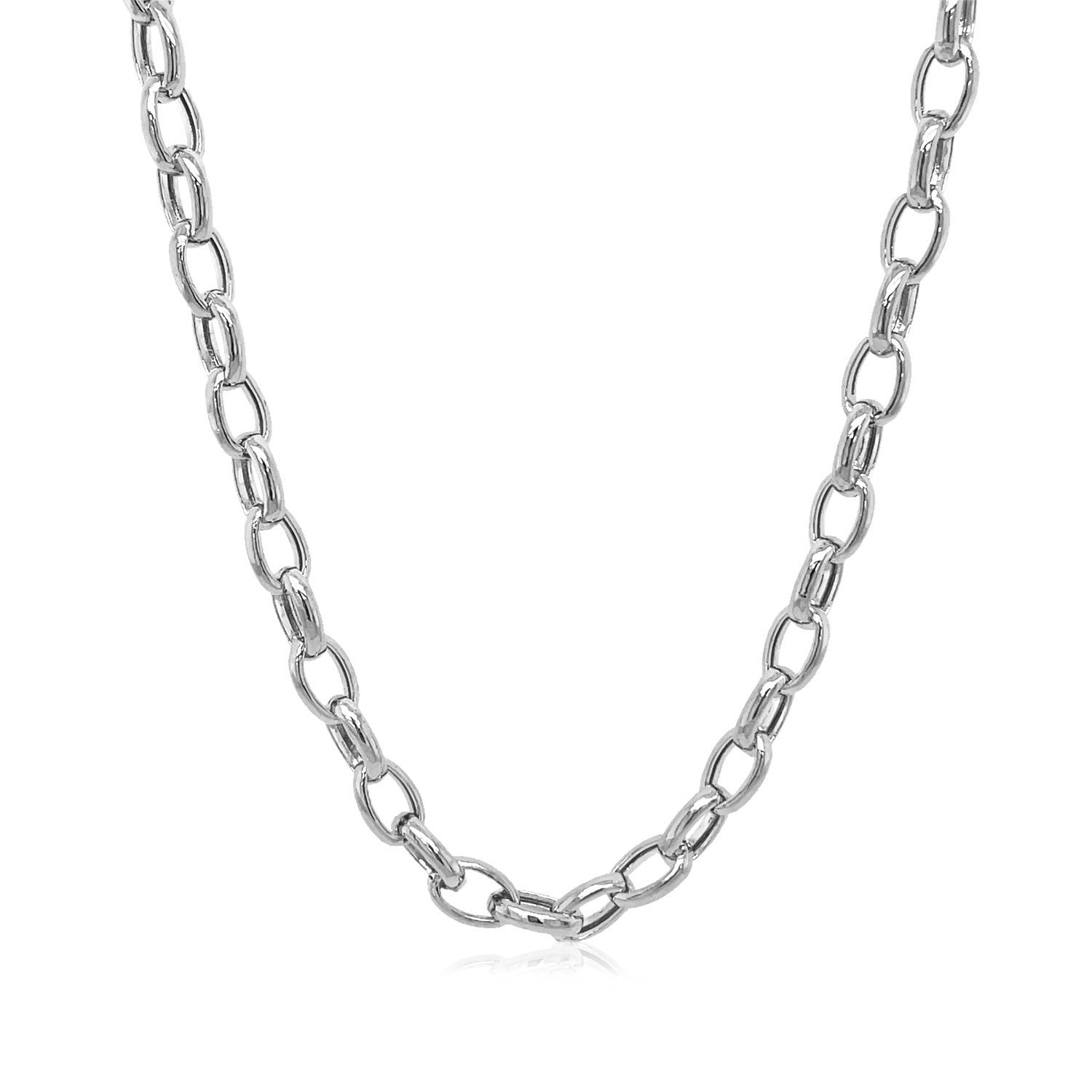 4.6mm 14k White Gold Oval Rolo Chain Bids.com