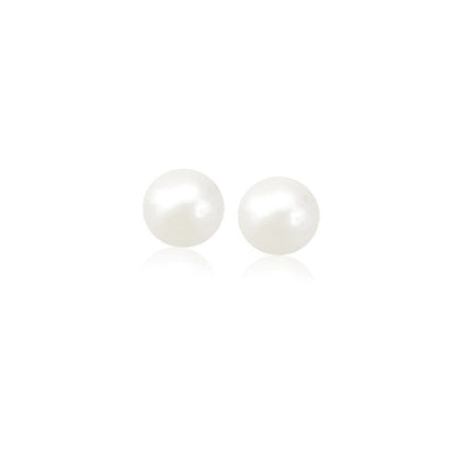 14k Yellow Gold Freshwater Cultured White Pearl Stud Earrings (6.0 mm) Bids.com