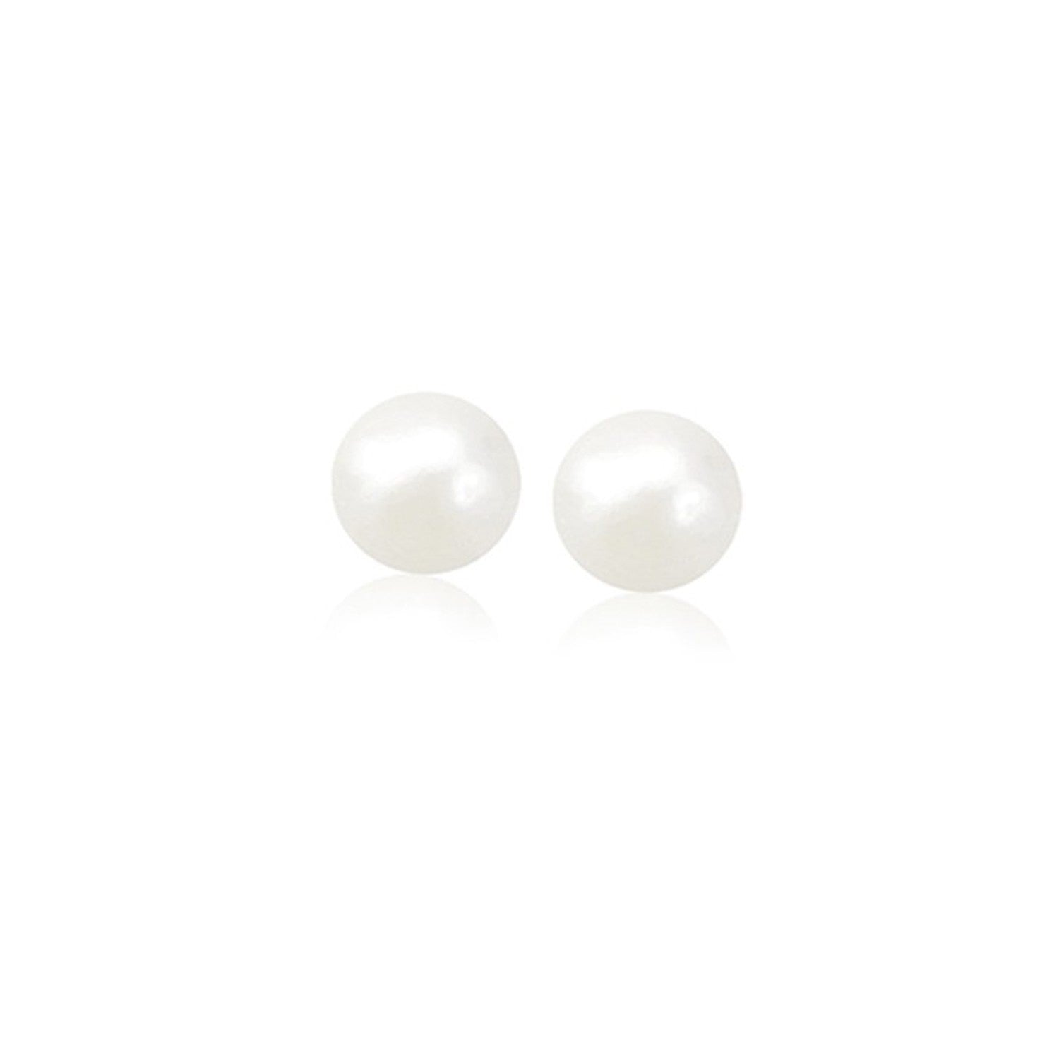 14k Yellow Gold Freshwater Cultured White Pearl Stud Earrings (6.0 mm) Bids.com