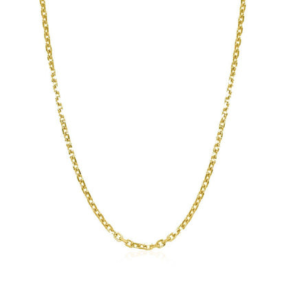 18k Yellow Gold Diamond Cut Cable Link Chain (1.90 mm) Bids.com
