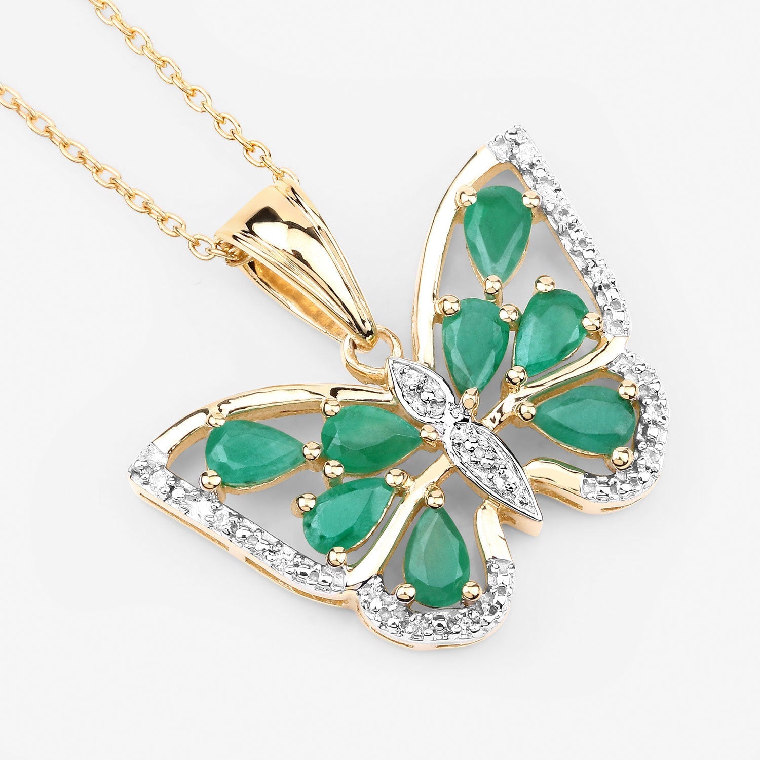 1.91 Carat Genuine Emerald and White Zircon .925 Sterling Silver Pendant Bids.com