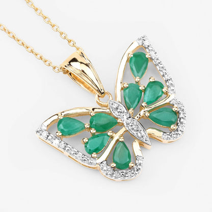 1.91 Carat Genuine Emerald and White Zircon .925 Sterling Silver Pendant Bids.com