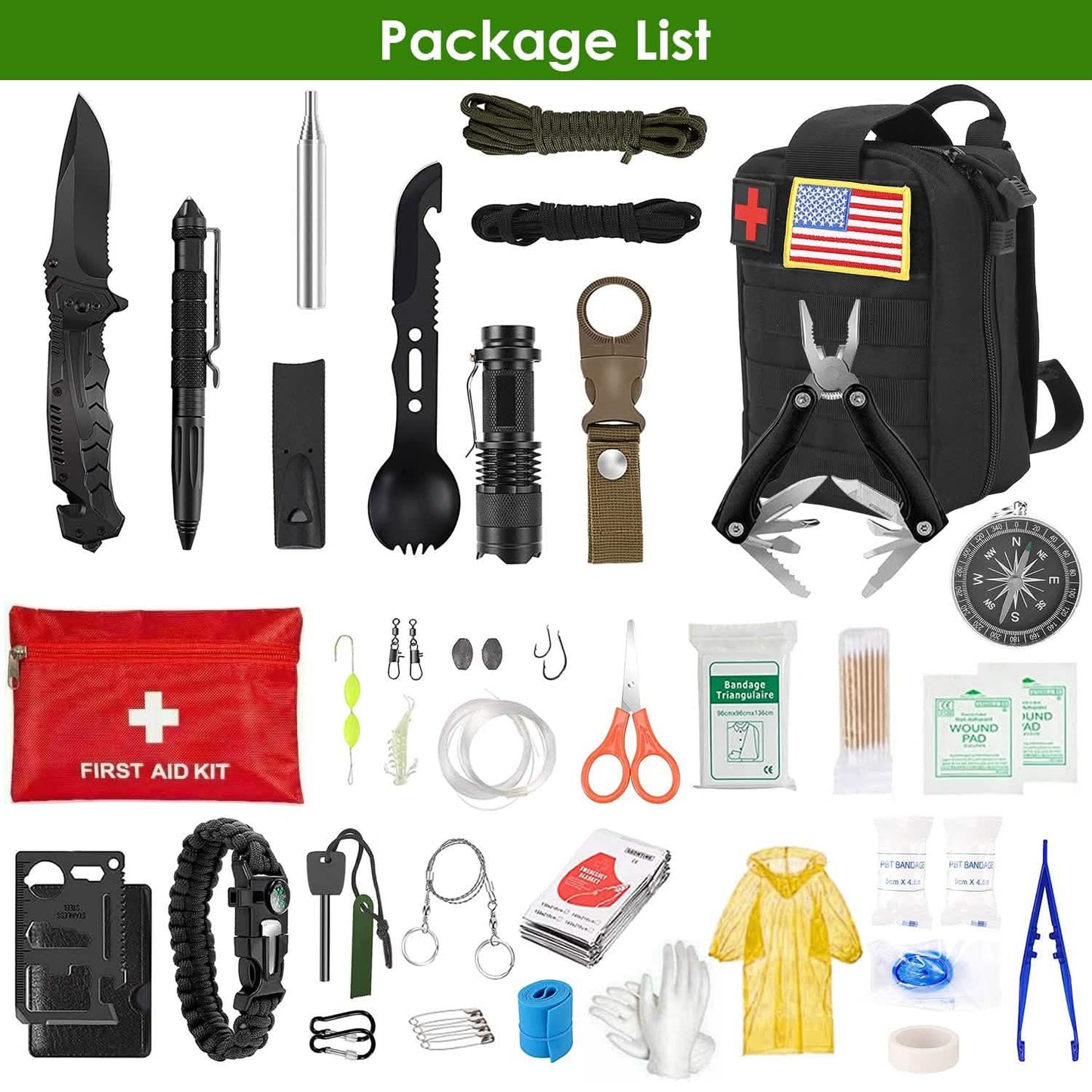 47-Pieces: Emergency Survival Kit EDC Gear Equipment Tool with Pouch DailySale