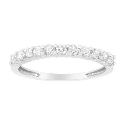 IGI Certified 1/2 Cttw Diamond 10K White Gold Prong Set Fluted Band Style Ring (I-J Color, I2-I3 Clarity) - Size 7 Bids.com