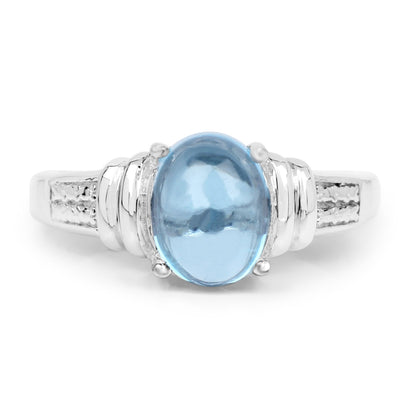 2.10 Carat Genuine Swiss Blue Topaz .925 Sterling Silver Ring Bids.com