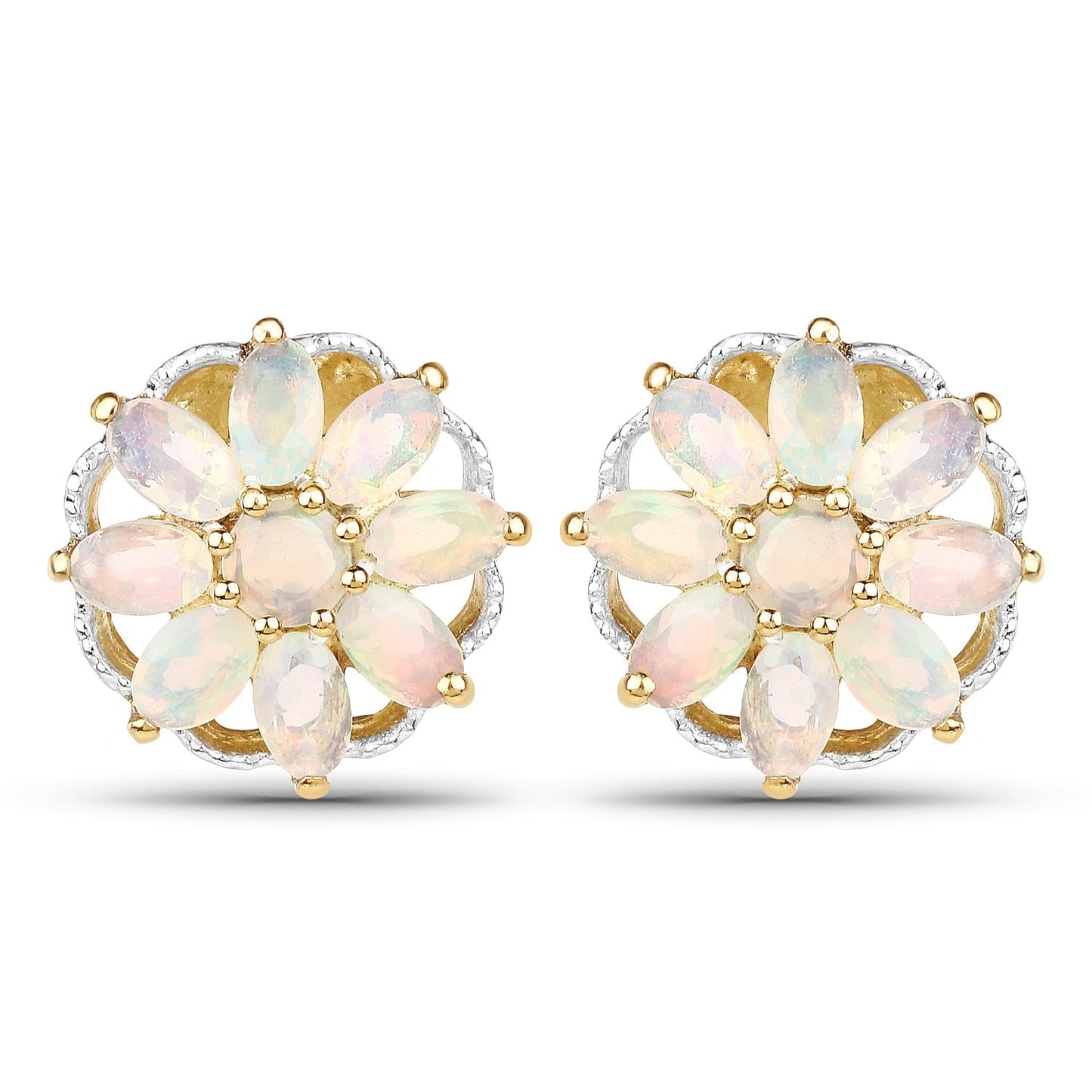 14K Yellow Gold Plated 2.70 Carat Genuine Ethiopian Opal .925 Sterling Silver Earrings Bids.com
