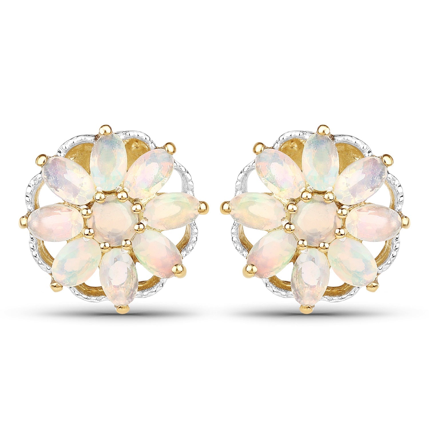 14K Yellow Gold Plated 2.70 Carat Genuine Ethiopian Opal .925 Sterling Silver Earrings Bids.com