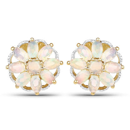 14K Yellow Gold Plated 2.70 Carat Genuine Ethiopian Opal .925 Sterling Silver Earrings Bids.com