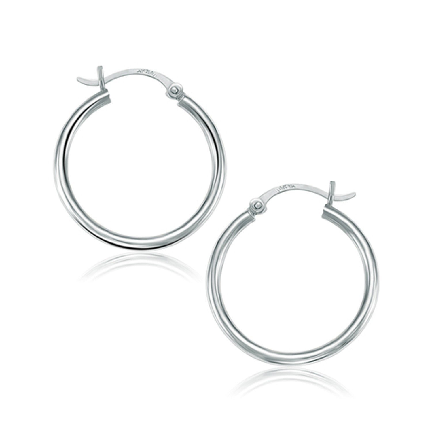 14k White Gold Polished Hoop Earrings (25 mm) Bids.com