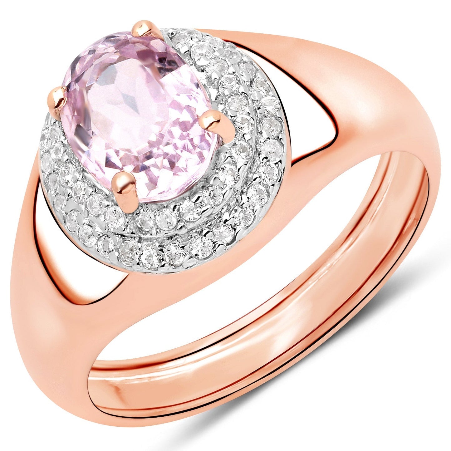 2.17 Carat Genuine Kunzite and White Zircon .925 Sterling Silver Ring Bids.com