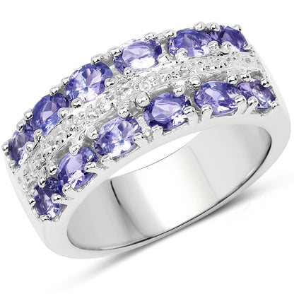 2.05 Carat Genuine Tanzanite and White Topaz .925 Sterling Silver Ring Bids.com