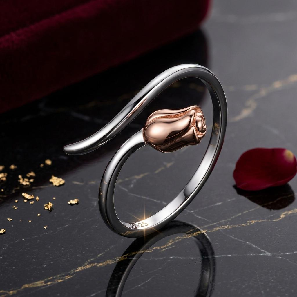 925 Sterling Silver Ring with Rose Gold and Platinum Plating, 0.4*0.6cm for Women Bids.com