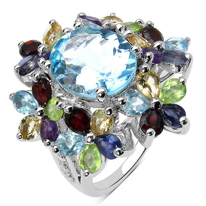 10.34 Carat Genuine Multi Stone .925 Sterling Silver Ring Bids.com