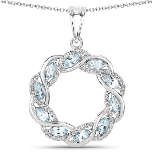 1.93 Carat Genuine Blue Topaz and White Topaz .925 Sterling Silver Pendant Bids.com