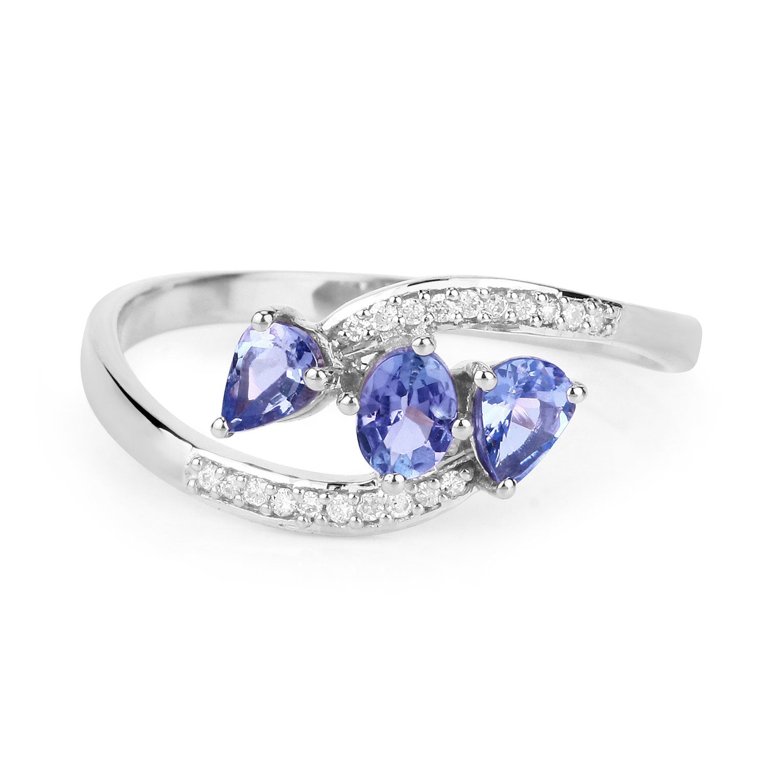 0.51 Carat Genuine Tanzanite and White Diamond 14K White Gold Ring Bids.com