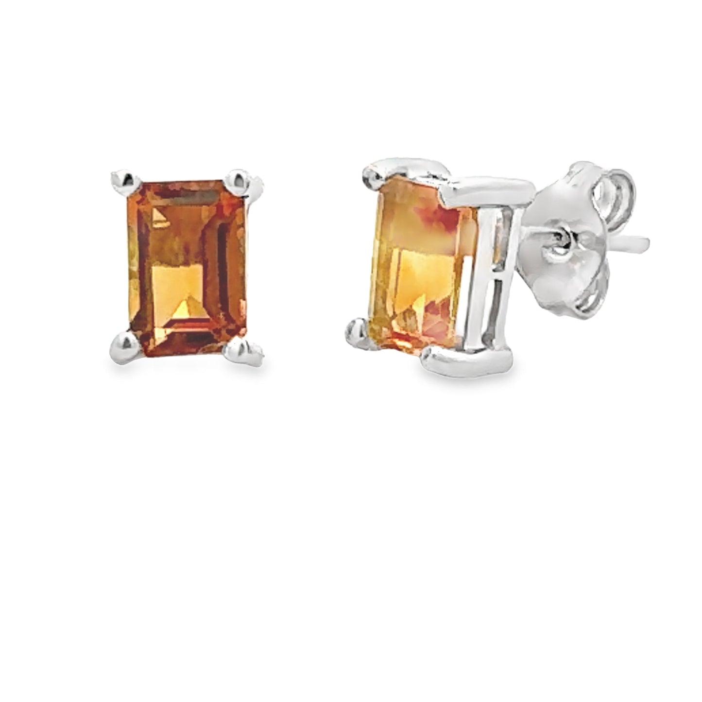 Genuine 1.05ct Citrine Stud Earrings 10KT White Gold Bids.com