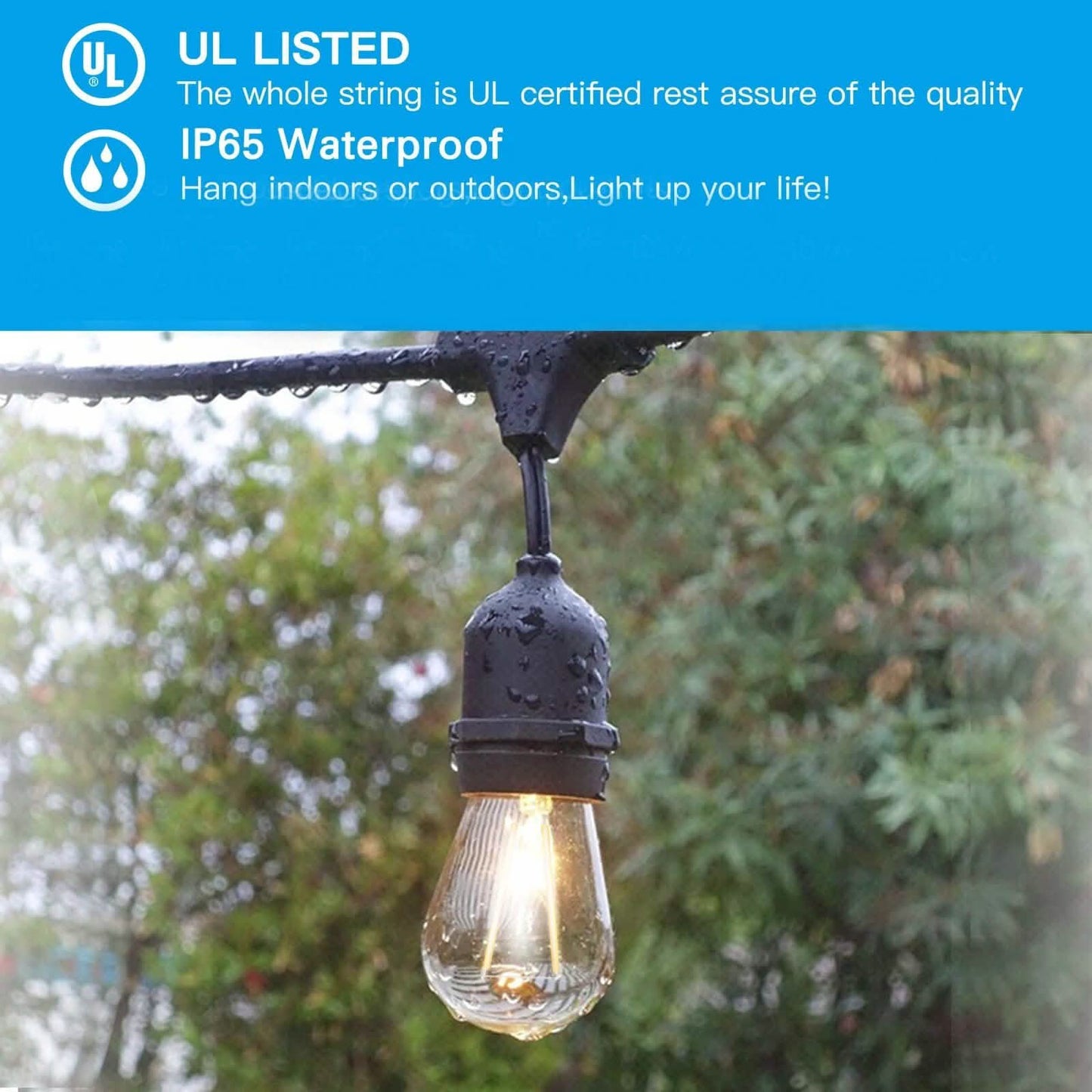 48 Ft. LED String Lights Outdoor Commercial Grade Waterproof Bulbs DailySale