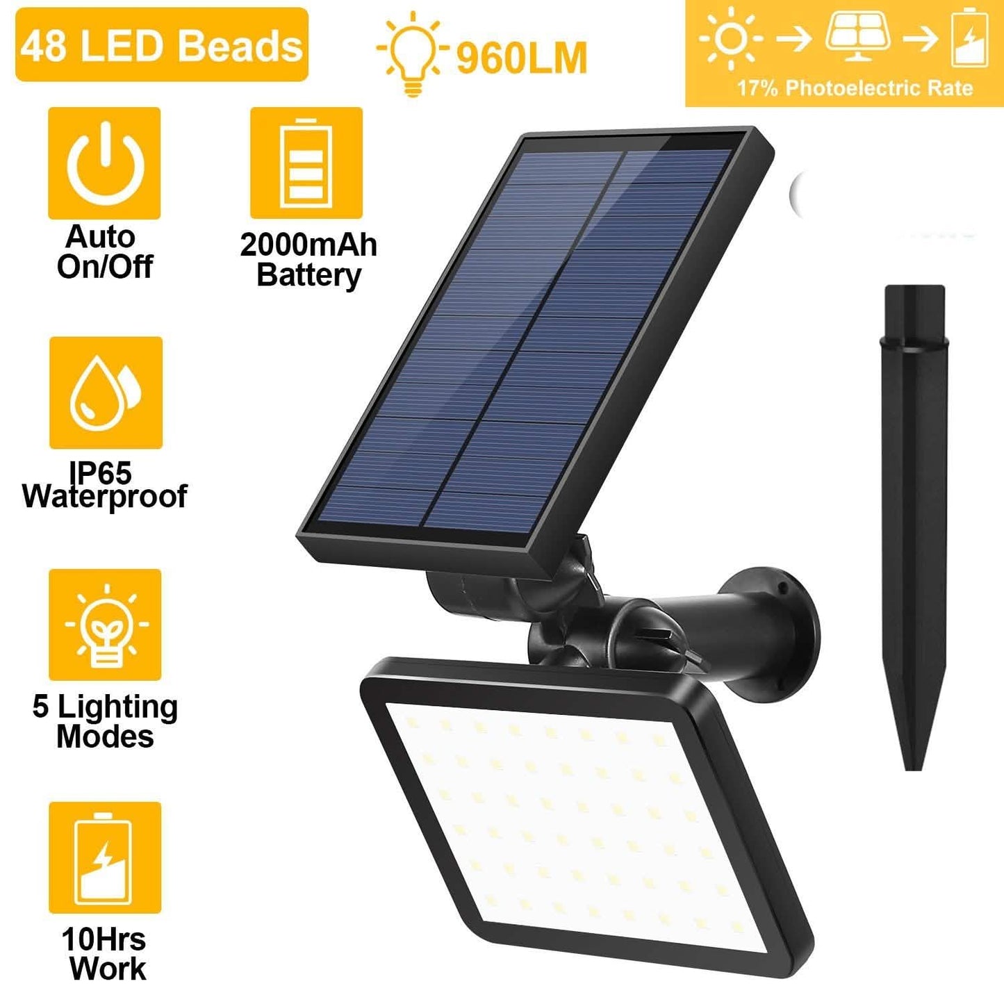 48 LED Solar Spotlight Outdoor DailySale