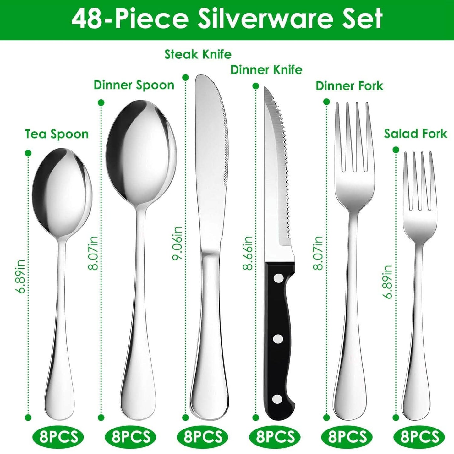 48-Piece: Stainless Steel Silverware Cutlery Set DailySale