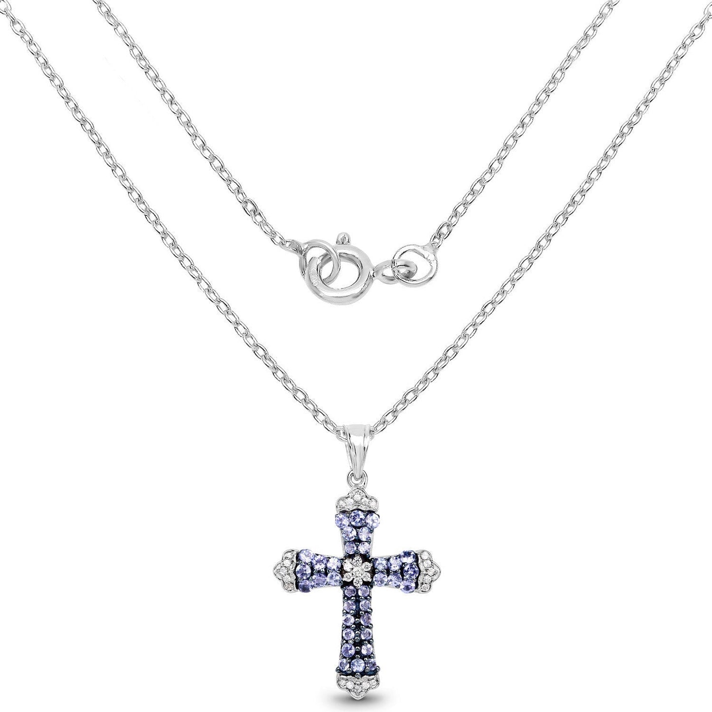 1.84 Carat Genuine Tanzanite and White Zircon .925 Sterling Silver Pendant Bids.com