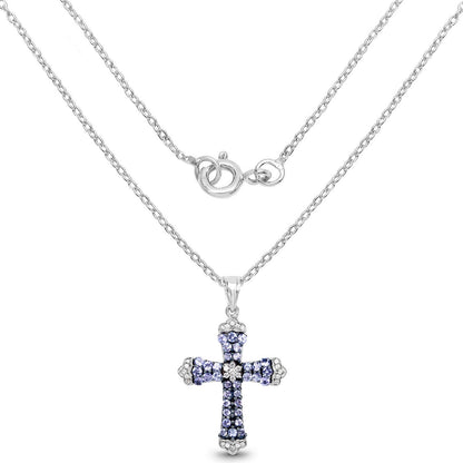 1.84 Carat Genuine Tanzanite and White Zircon .925 Sterling Silver Pendant Bids.com
