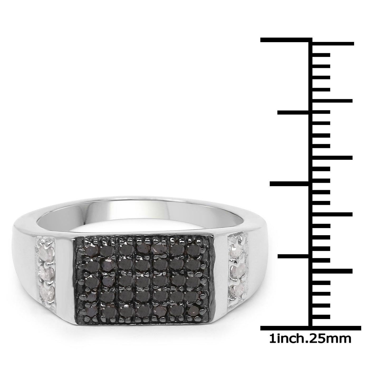 0.55 Carat Genuine Black Diamond and White Diamond .925 Sterling Silver Ring Bids.com