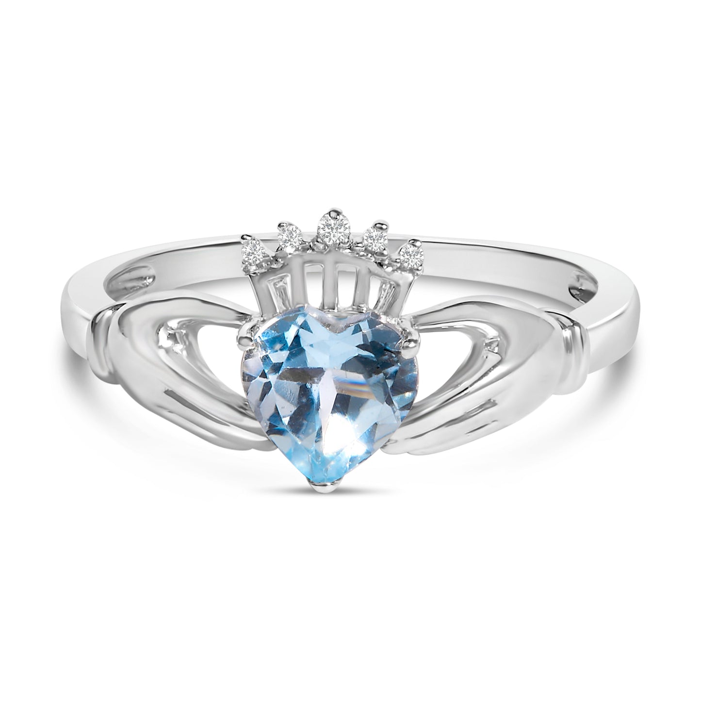 Sterling Silver Blue Topaz Heart Claddagh Ring Bids.com