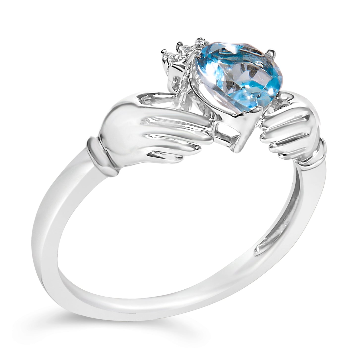 Sterling Silver Blue Topaz Heart Claddagh Ring Bids.com