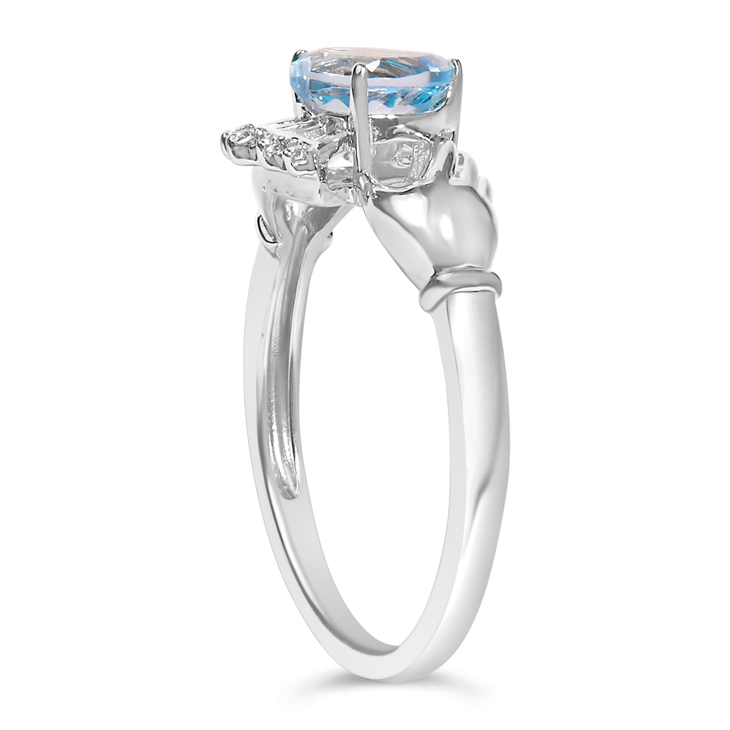 Sterling Silver Blue Topaz Heart Claddagh Ring Bids.com