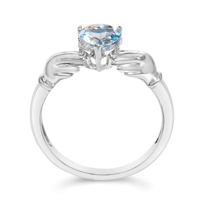 Sterling Silver Blue Topaz Heart Claddagh Ring Bids.com