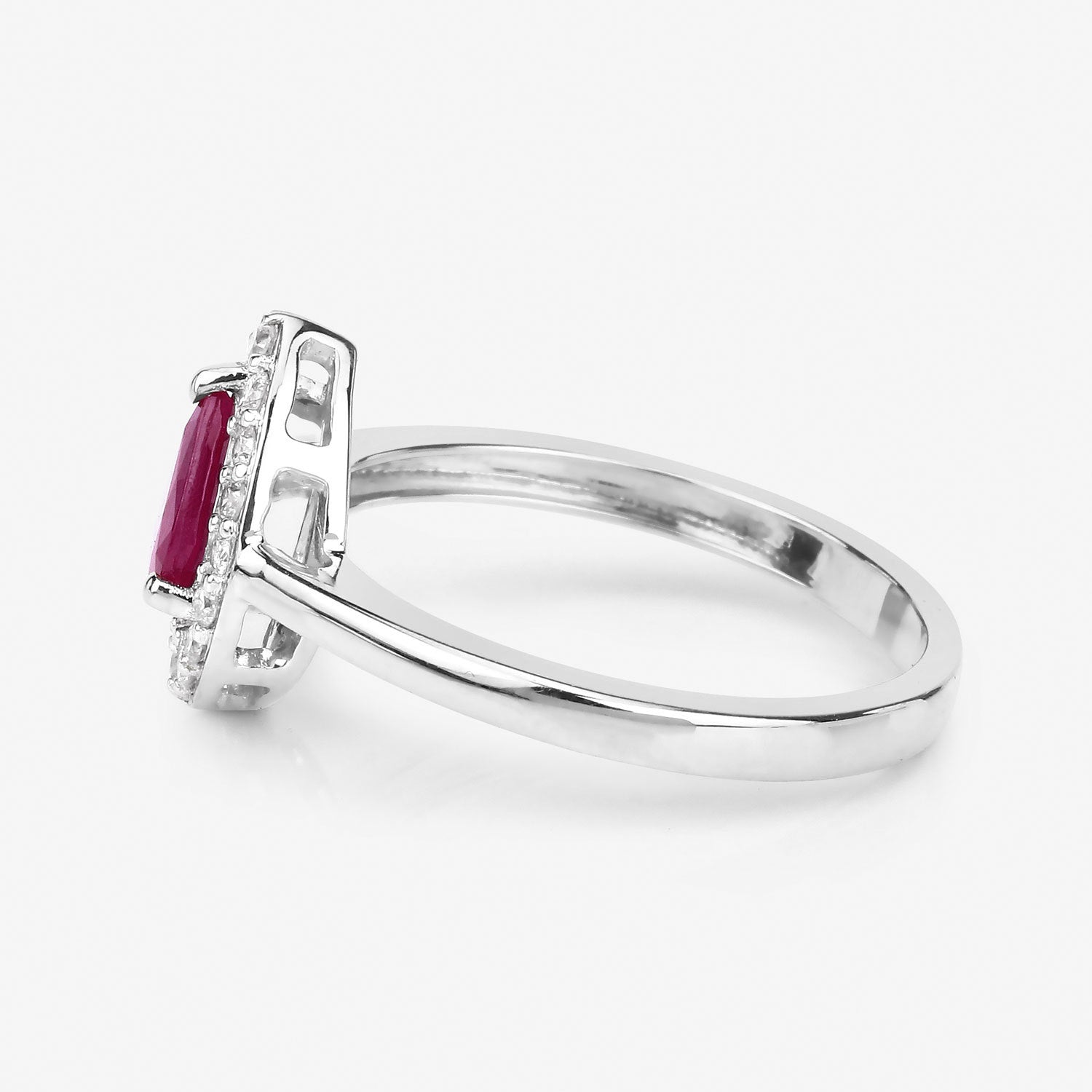 0.92 Carat Genuine Ruby and White Diamond 14K White Gold Ring Bids.com