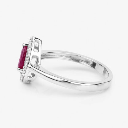 0.92 Carat Genuine Ruby and White Diamond 14K White Gold Ring Bids.com