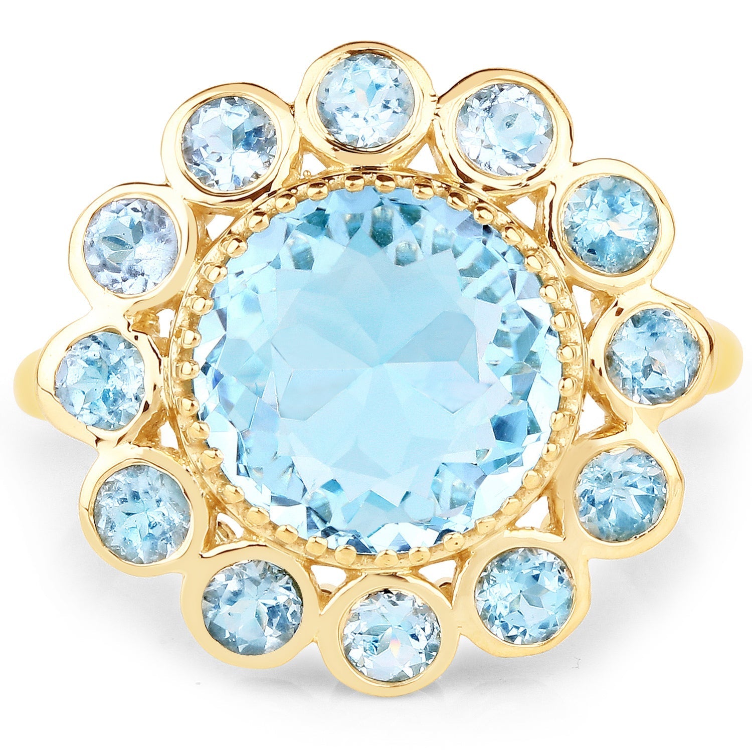14K Yellow Gold Plated 6.59 Carat Genuine Blue Topaz .925 Sterling Silver Ring Bids.com