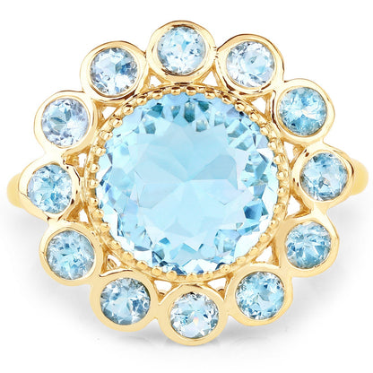 14K Yellow Gold Plated 6.59 Carat Genuine Blue Topaz .925 Sterling Silver Ring Bids.com