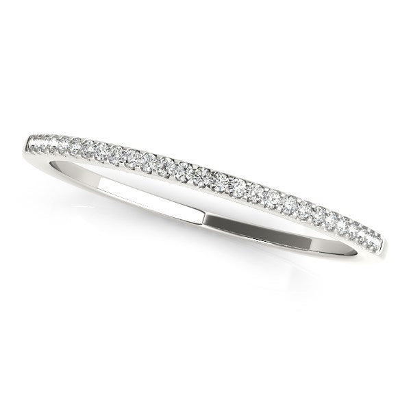 14k White Gold Slim Round Pave Set Wedding Band (1/10 cttw) Bids.com