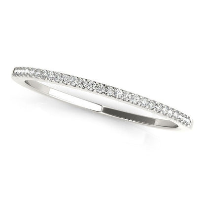 14k White Gold Slim Round Pave Set Wedding Band (1/10 cttw) Bids.com