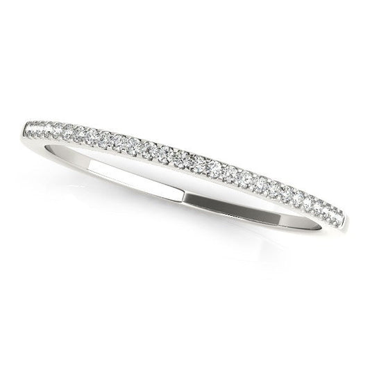 14k White Gold Slim Round Pave Set Wedding Band (1/10 cttw) Bids.com
