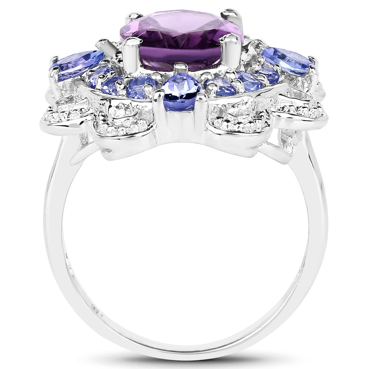 3.13 Carat Genuine Amethyst and Tanzanite .925 Sterling Silver Ring Bids.com