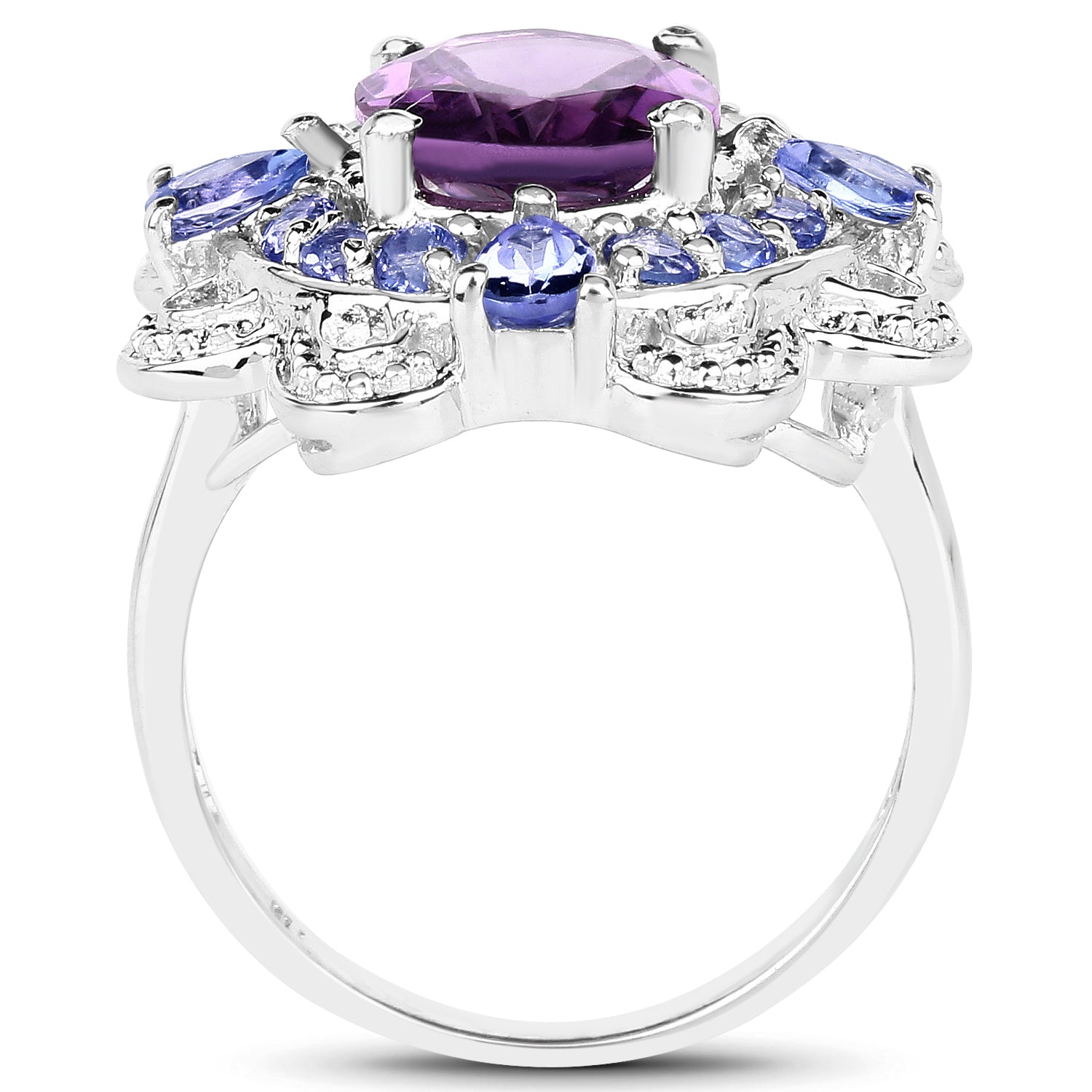 3.13 Carat Genuine Amethyst and Tanzanite .925 Sterling Silver Ring Bids.com