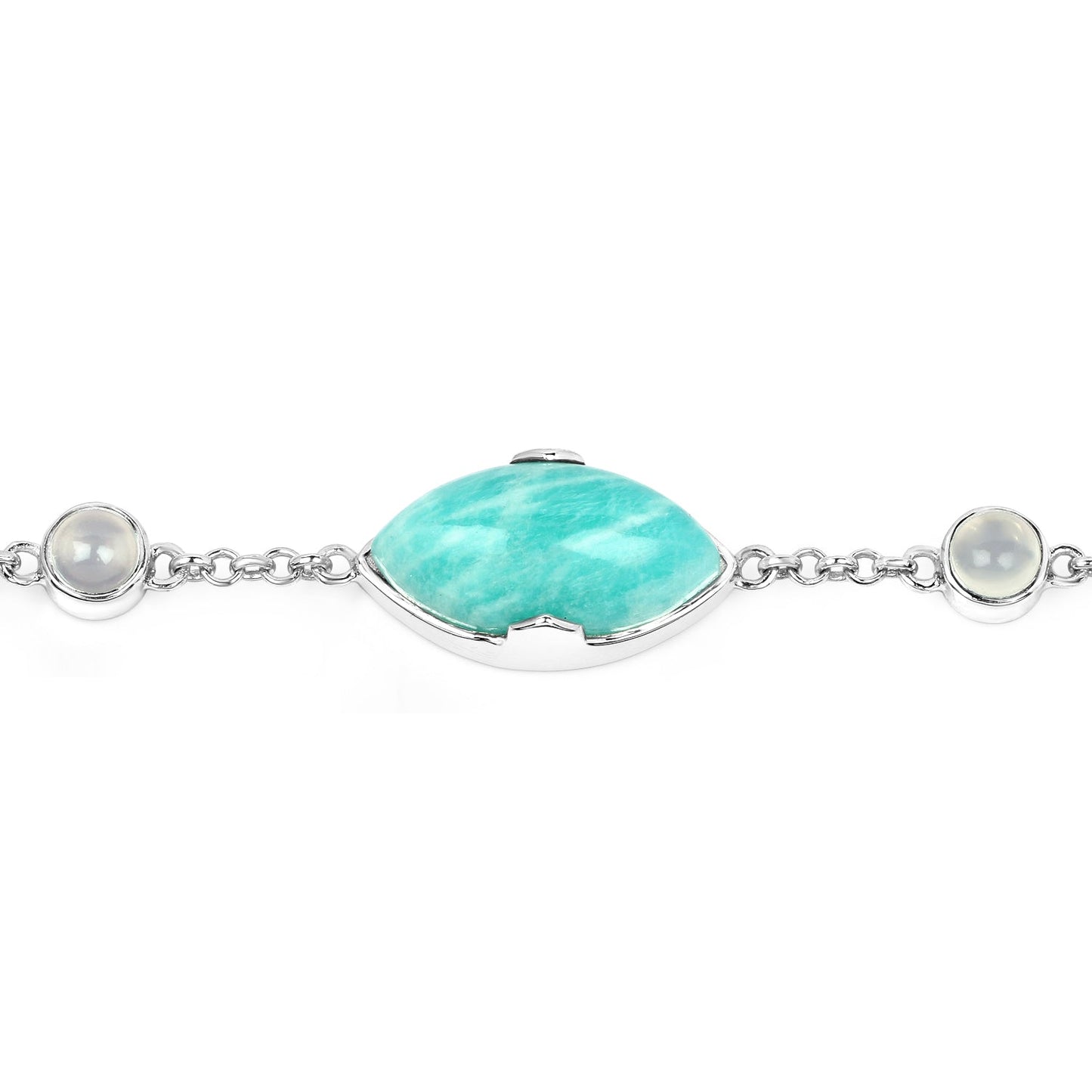 29.70 Carat Genuine Amazonite and White Agate .925 Sterling Silver Bracelet Bids.com