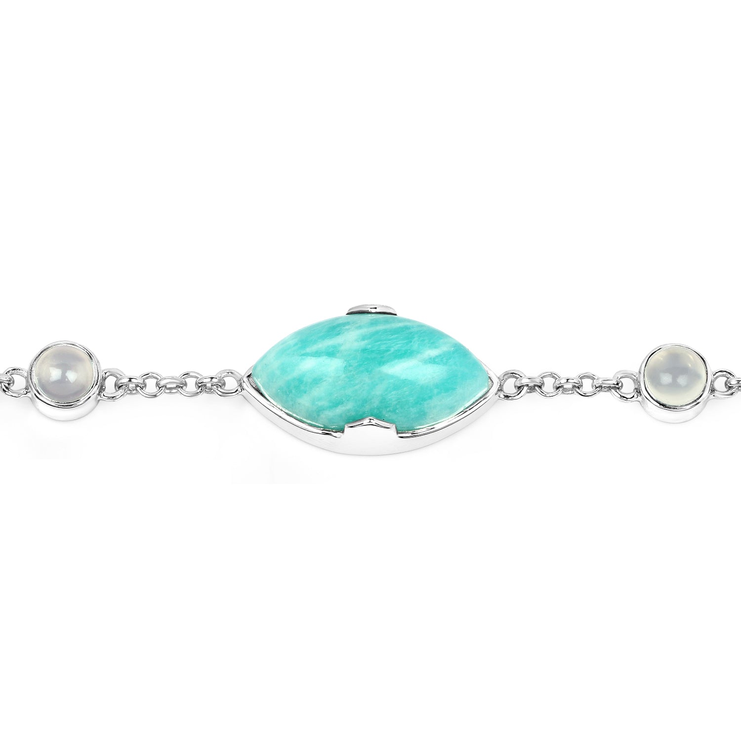 29.70 Carat Genuine Amazonite and White Agate .925 Sterling Silver Bracelet Bids.com