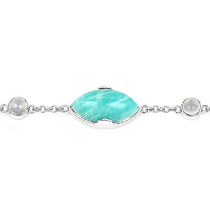 29.70 Carat Genuine Amazonite and White Agate .925 Sterling Silver Bracelet Bids.com